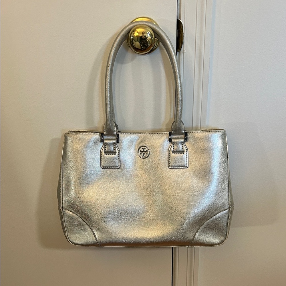 Tory Burch Metallic Silver Shoulder Bag
